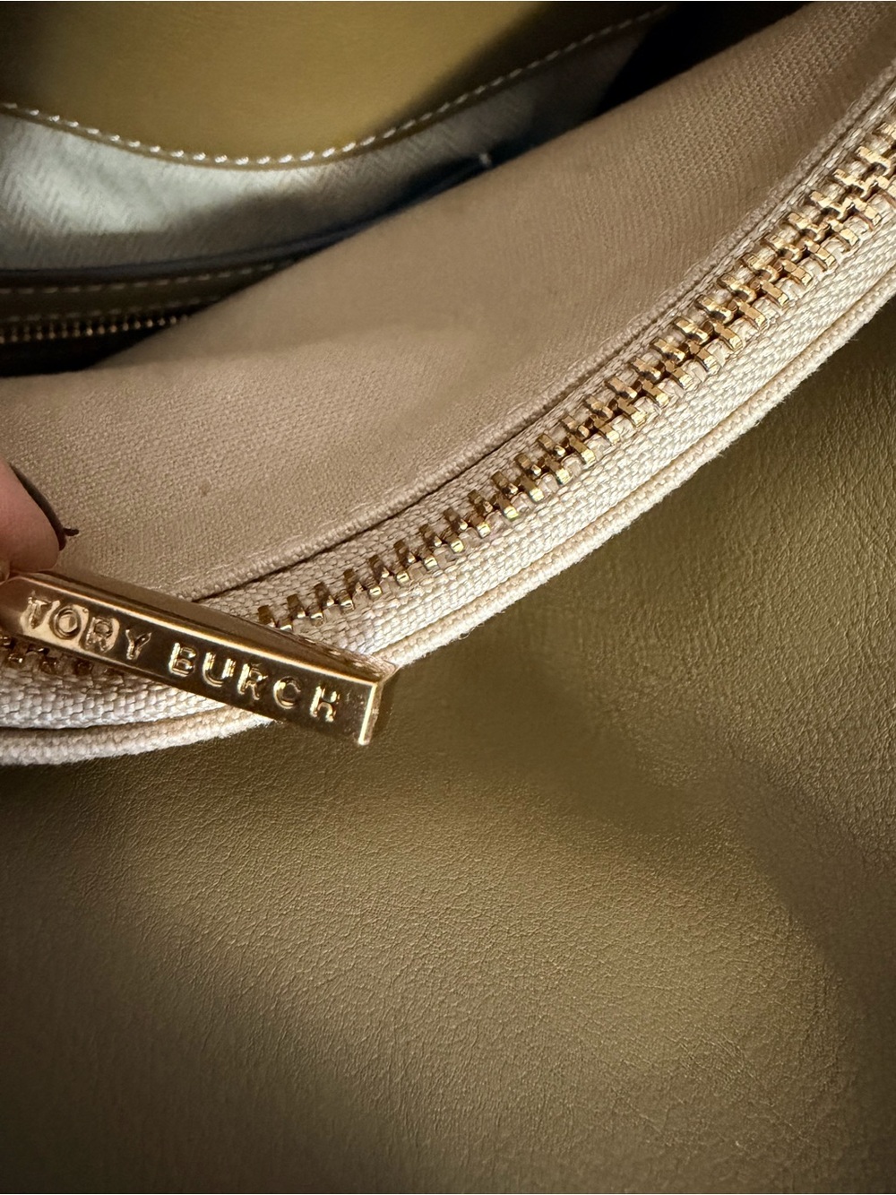 Tory Burch Yellow Woven Satchel with Brown Handle - Picture 9 of 10